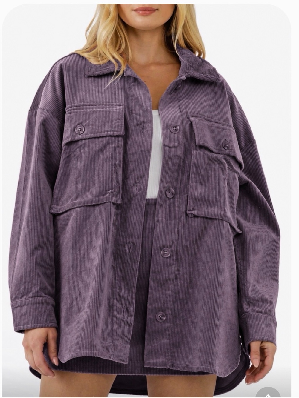 GREY LAB Corduroy Utility Shacket in Dusty Purple